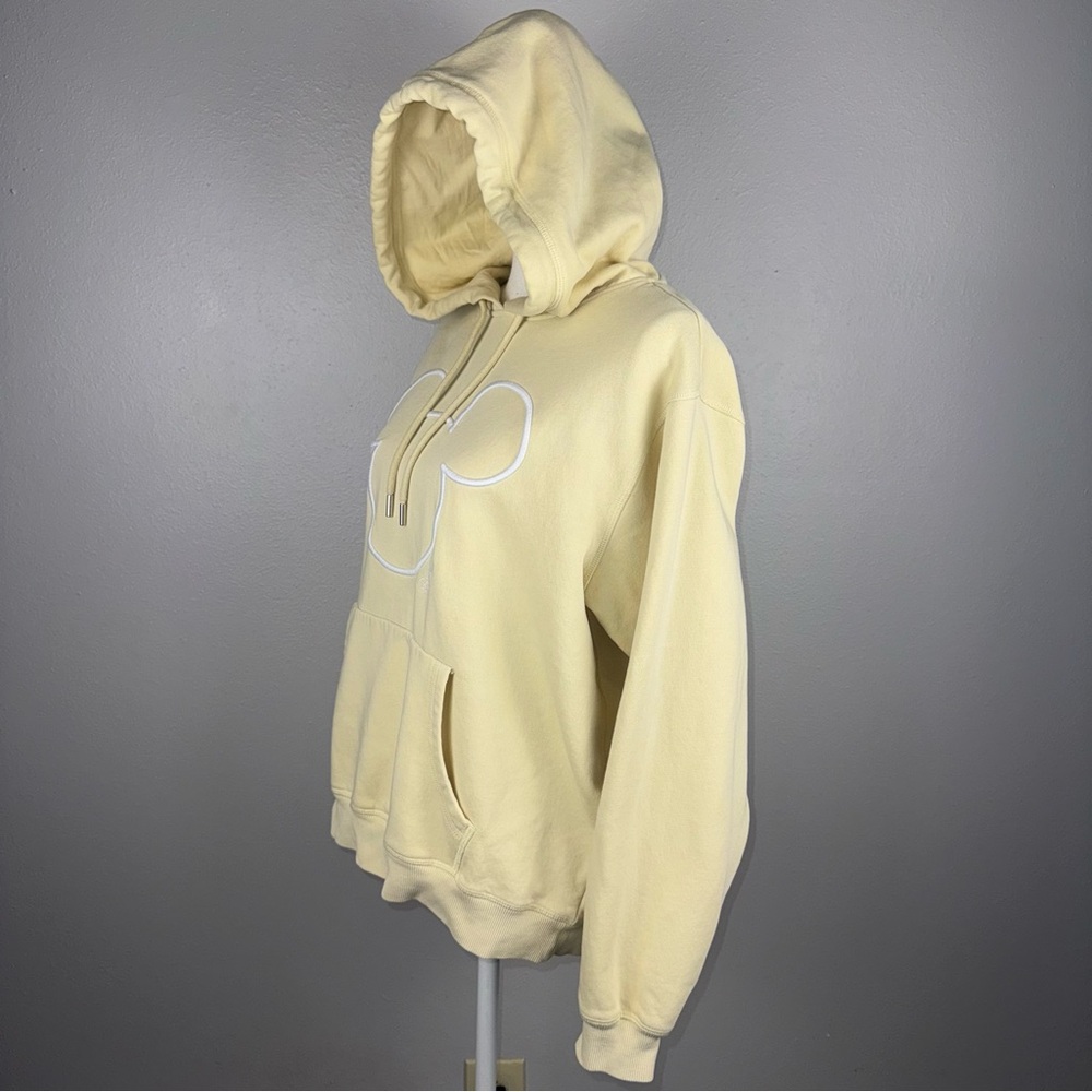 H&M Disney Mickey Mouse Women’s Medium‎ Hooded Sweatshirt Butter Yellow Casual - Picture 3 of 11